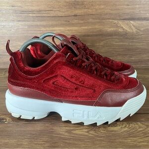 Fila Disruptor 2 Red Velvet Chunky Sneakers Women’s Size 8 Shoes